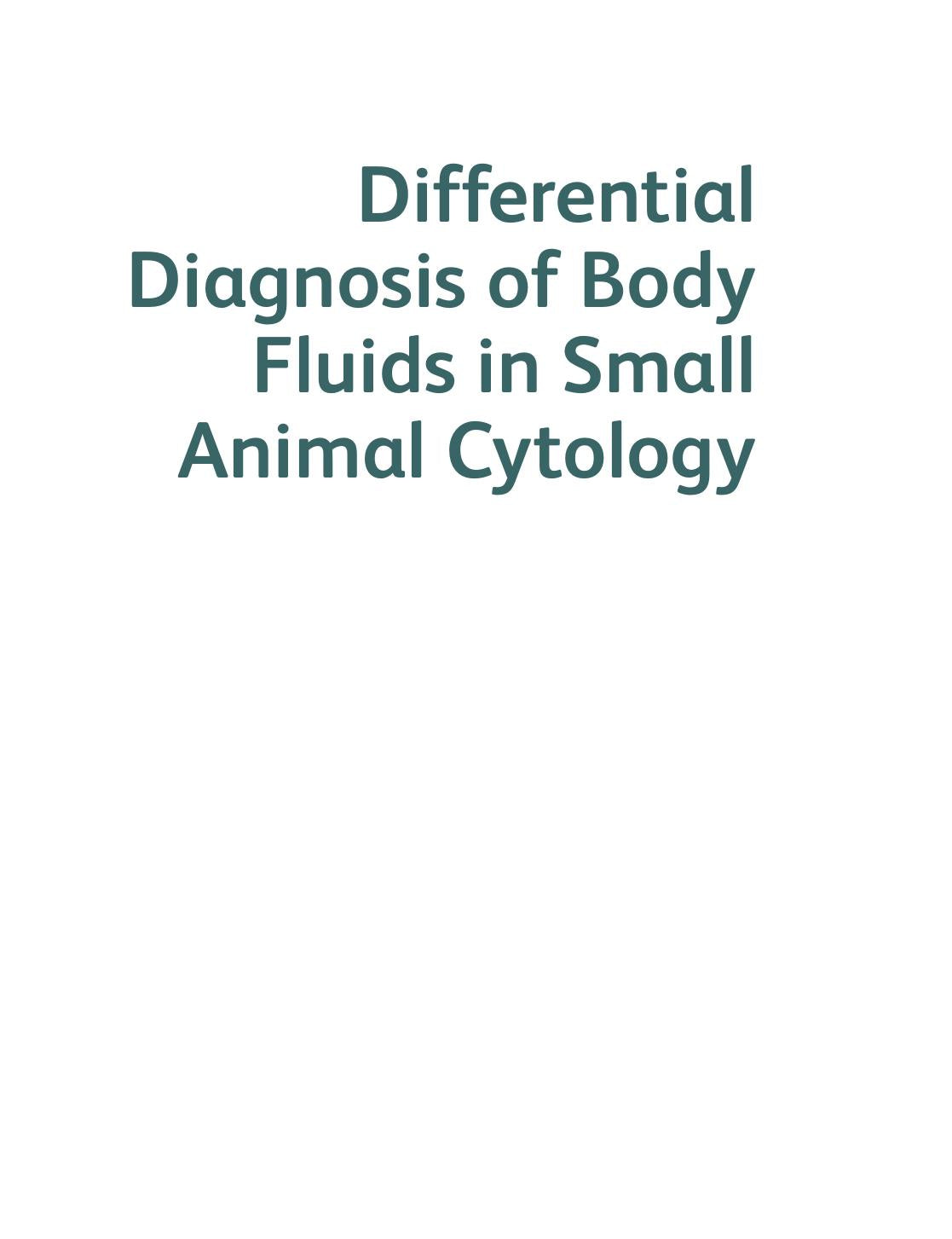 Differential Diagnosis Of Body Fluids In Small Animal Cytology