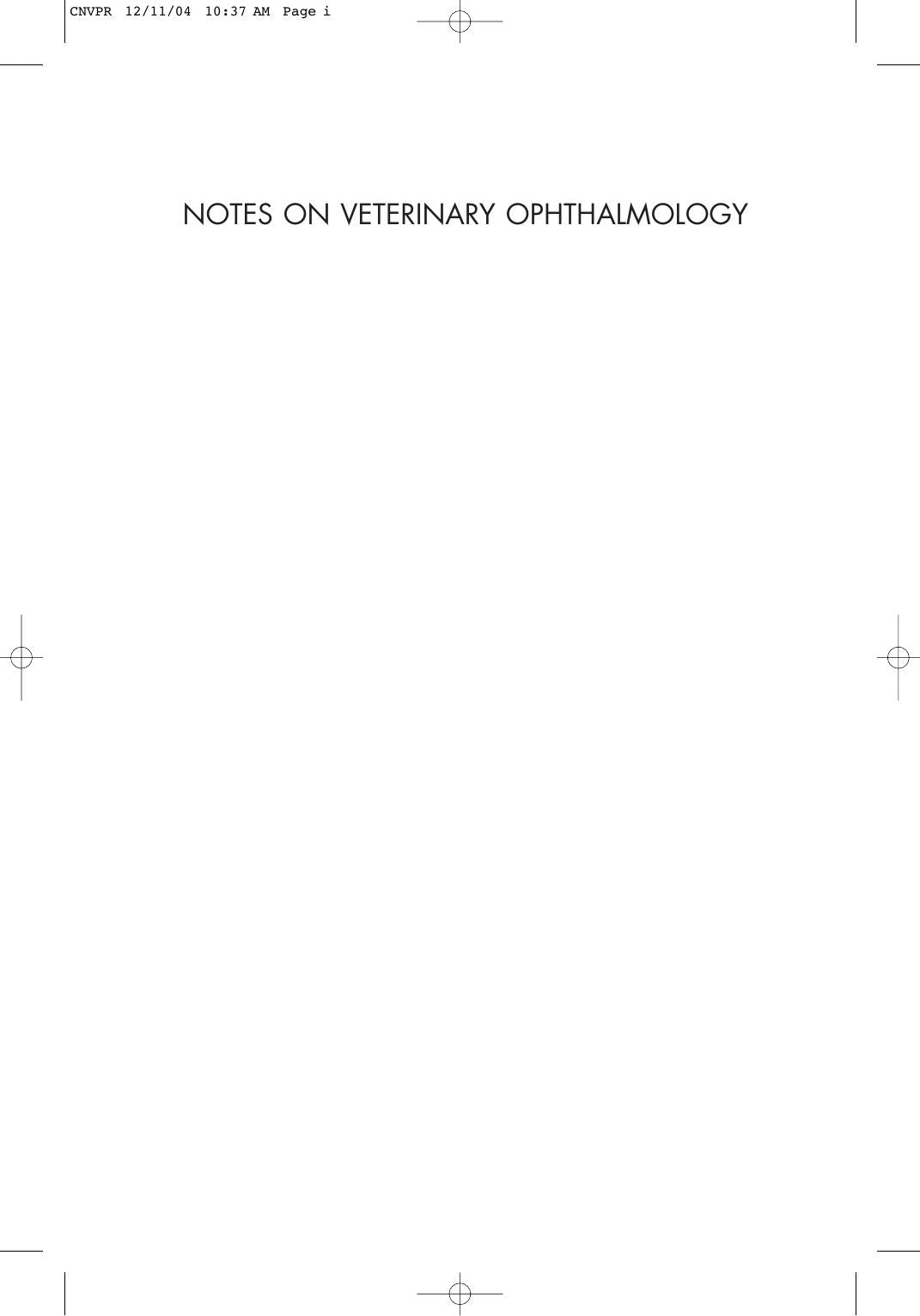 Notes On Veterinary Ophthalmology
