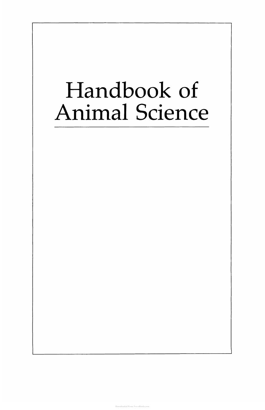 Handbook Of Animal Science