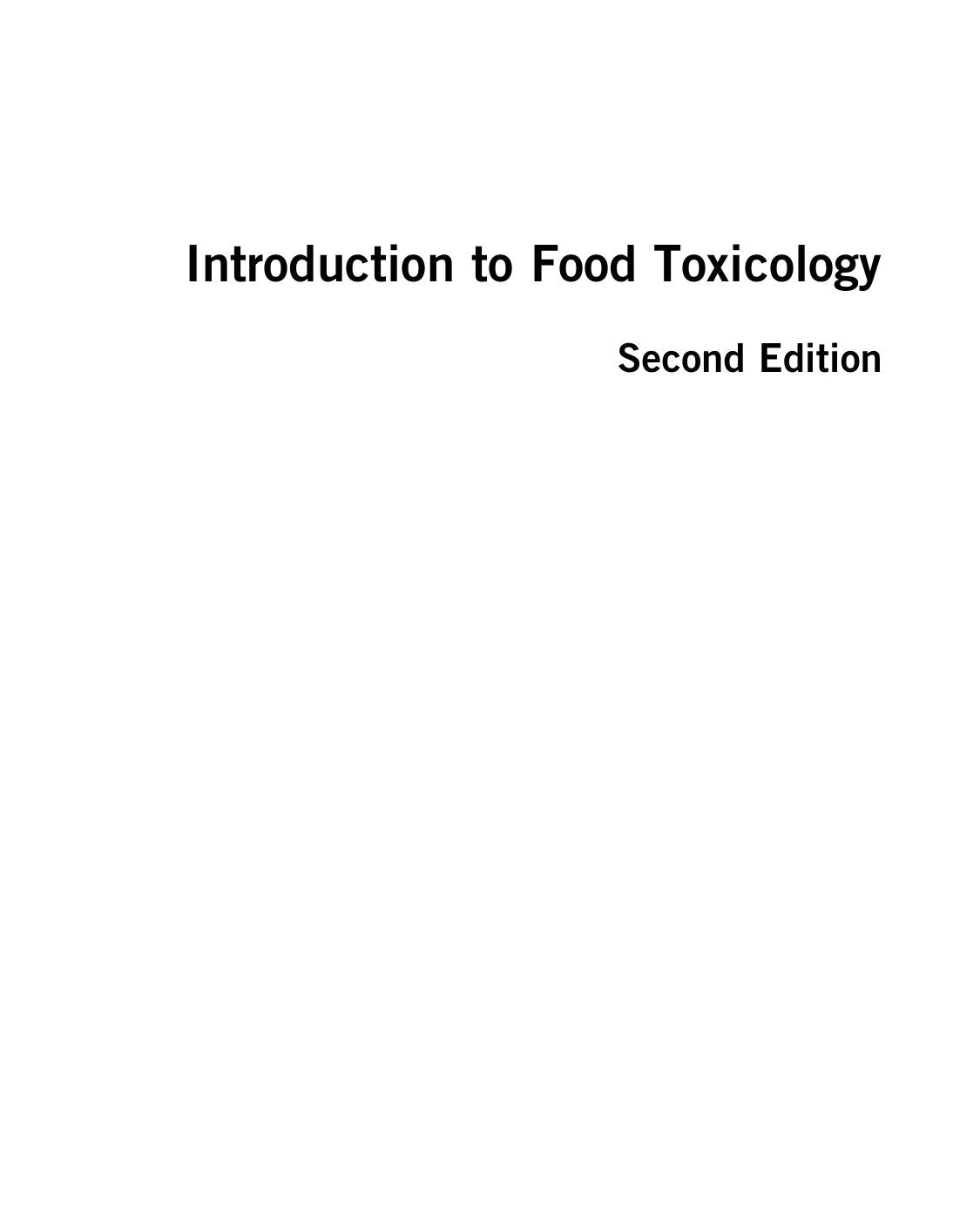 Introduction To Food Toxicology 2Nd Edition
