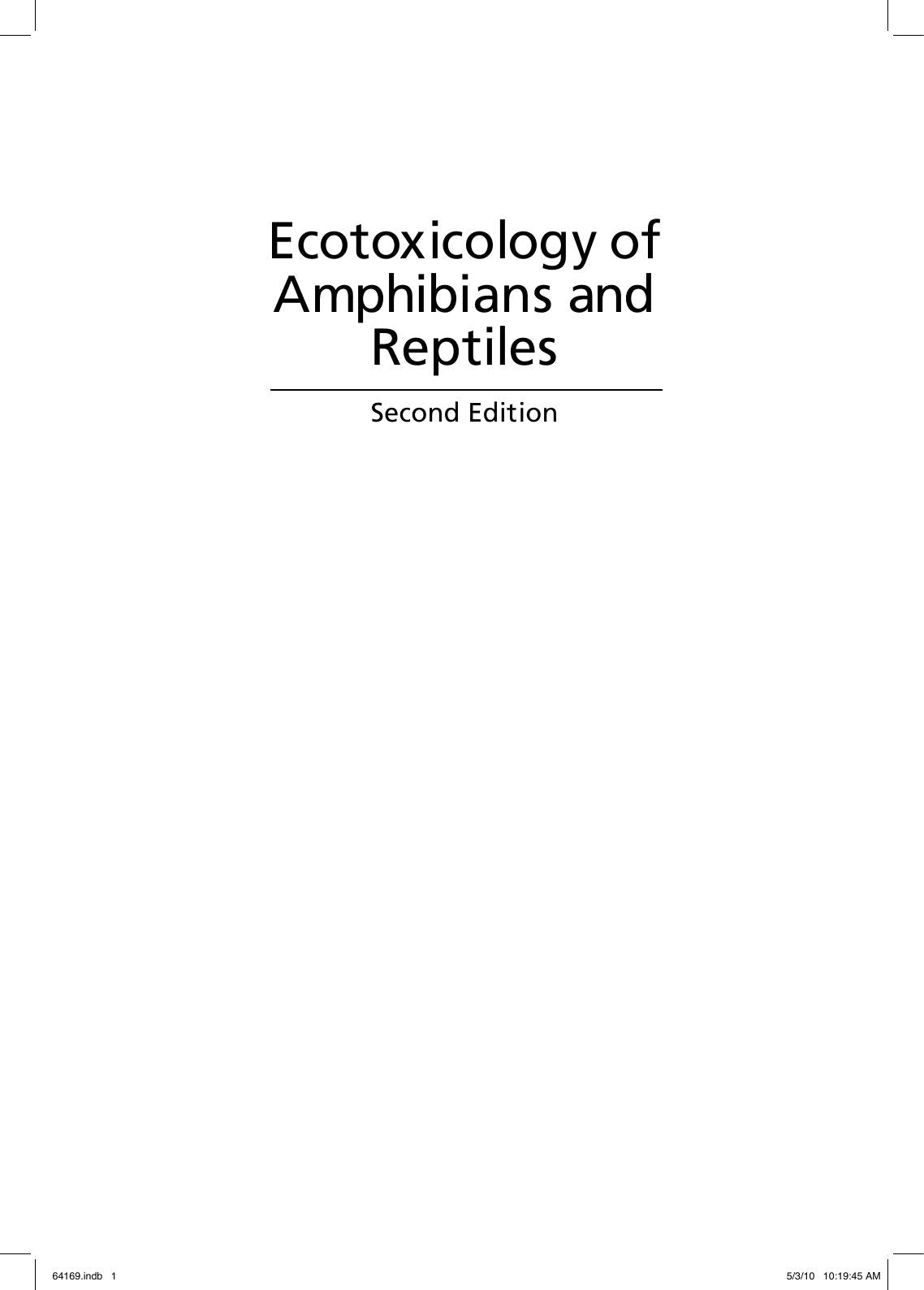 Ecotoxicology Of Amphibians And Reptiles 2Nd Edition