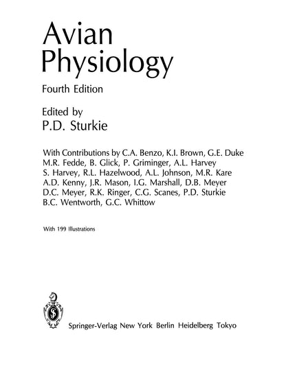 Avian Physiology 4th Edition