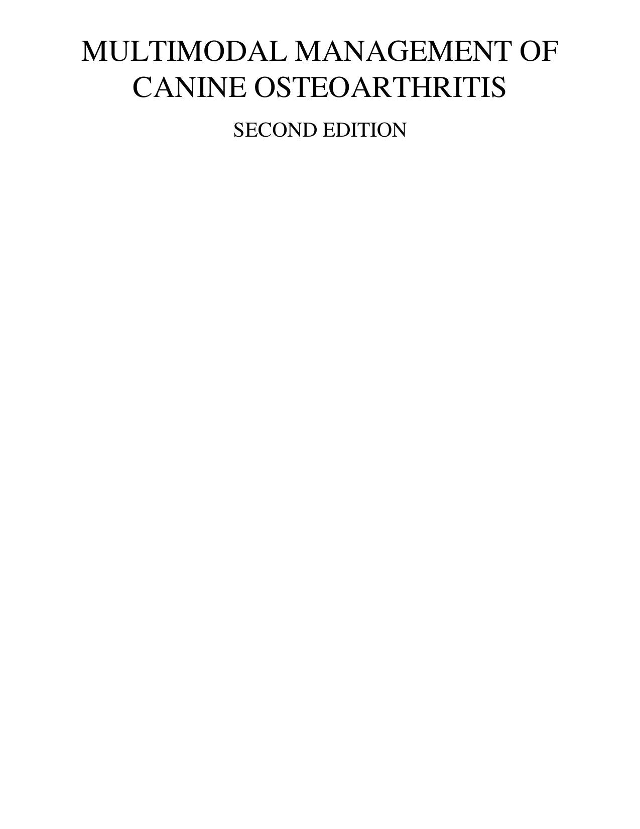 Multimodal Management Of Canine Osteoarthritis 2Nd Edition