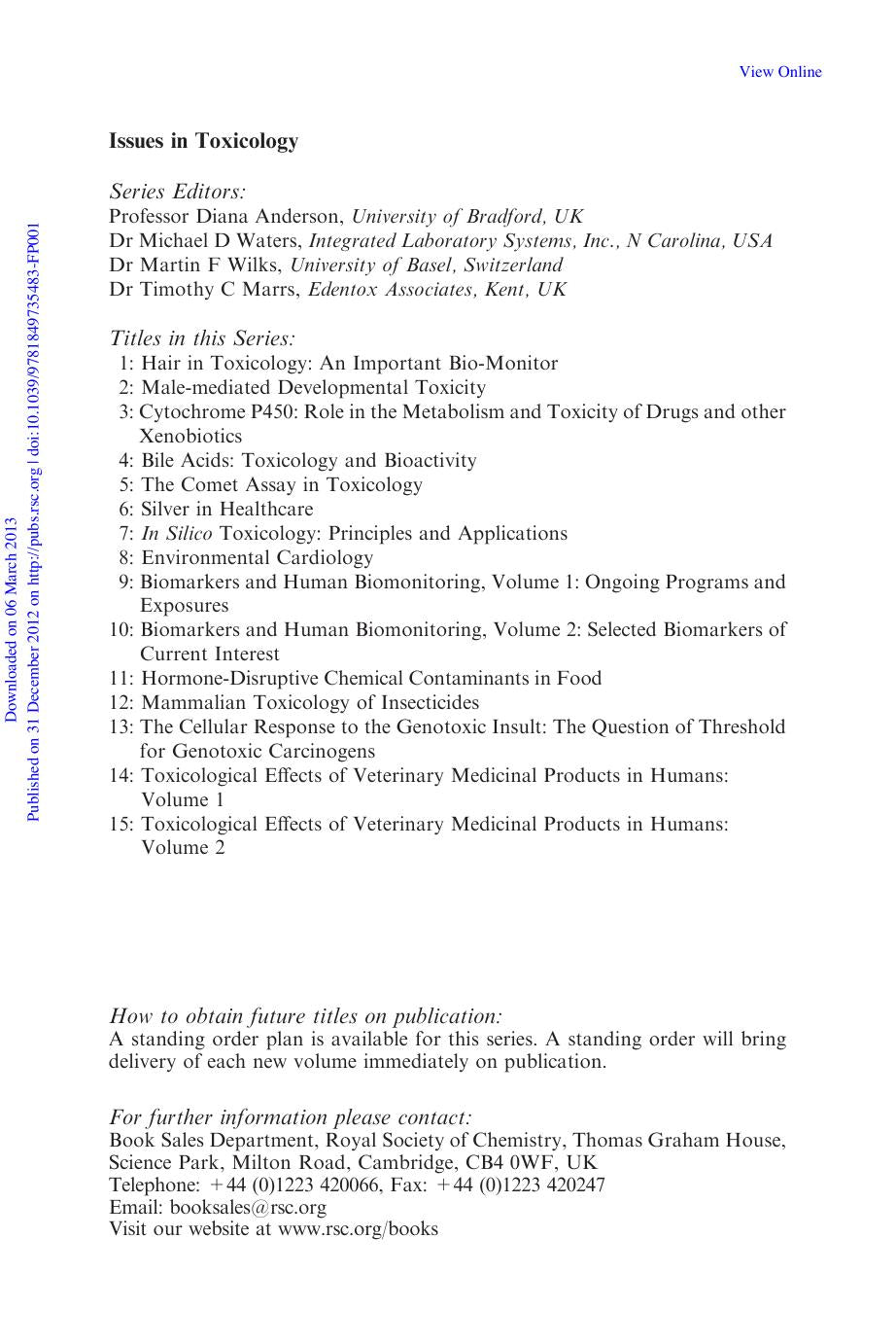 Toxicological Effects Of Veterinary Medicinal Products In Humans Volume 1 2