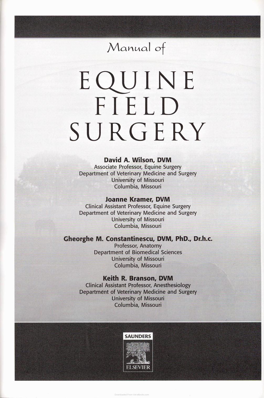 Manual Of Equine Field Surgery