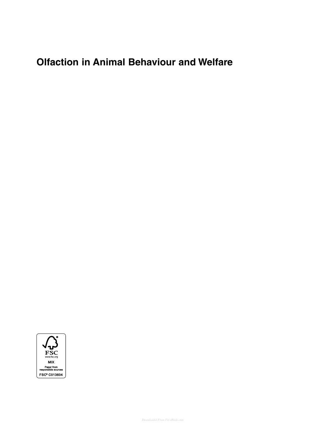 Olfaction In Animal Behaviour And Welfare