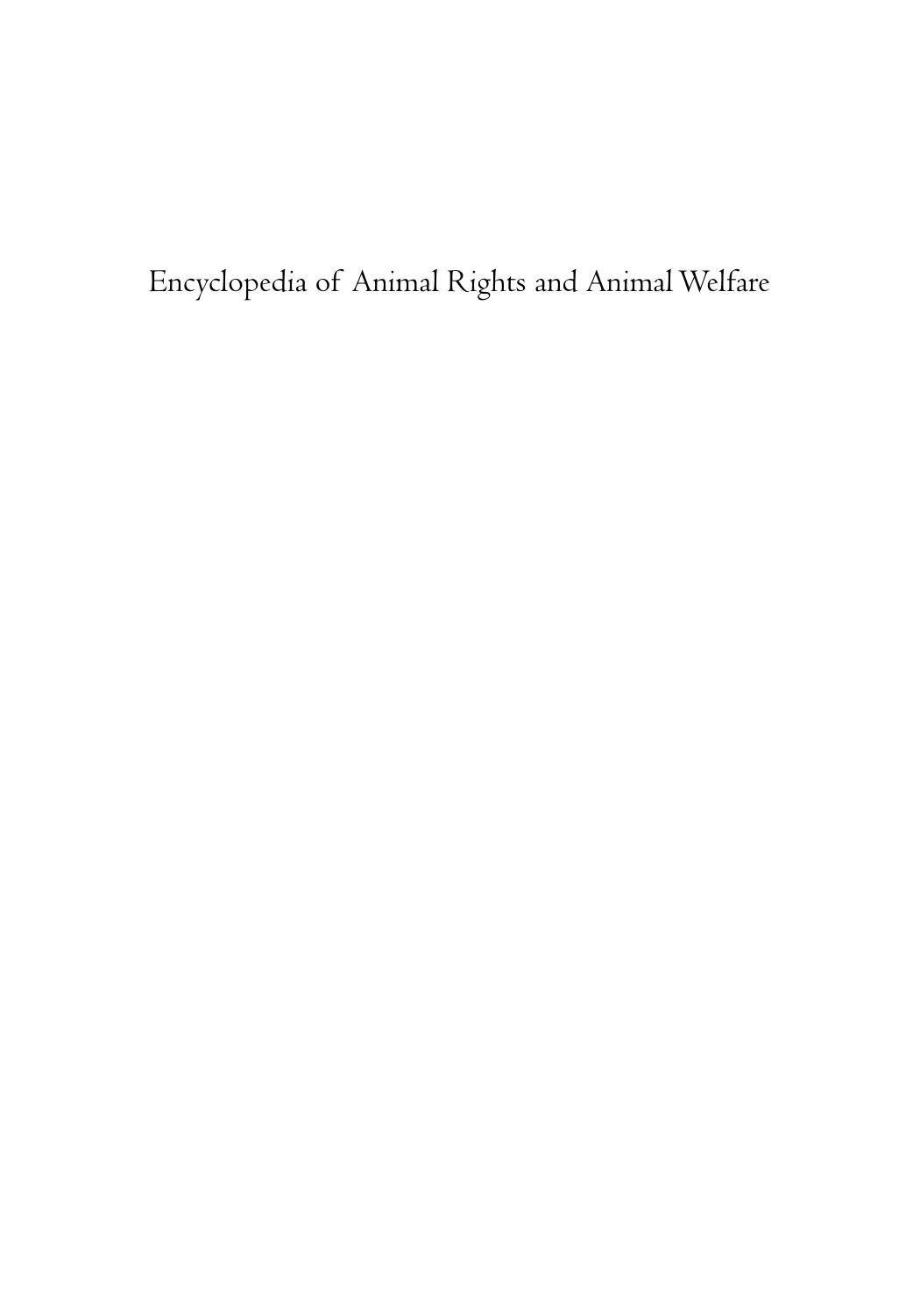 Encyclopedia Of Animal Rights And Animal Welfare 2Nd Edition