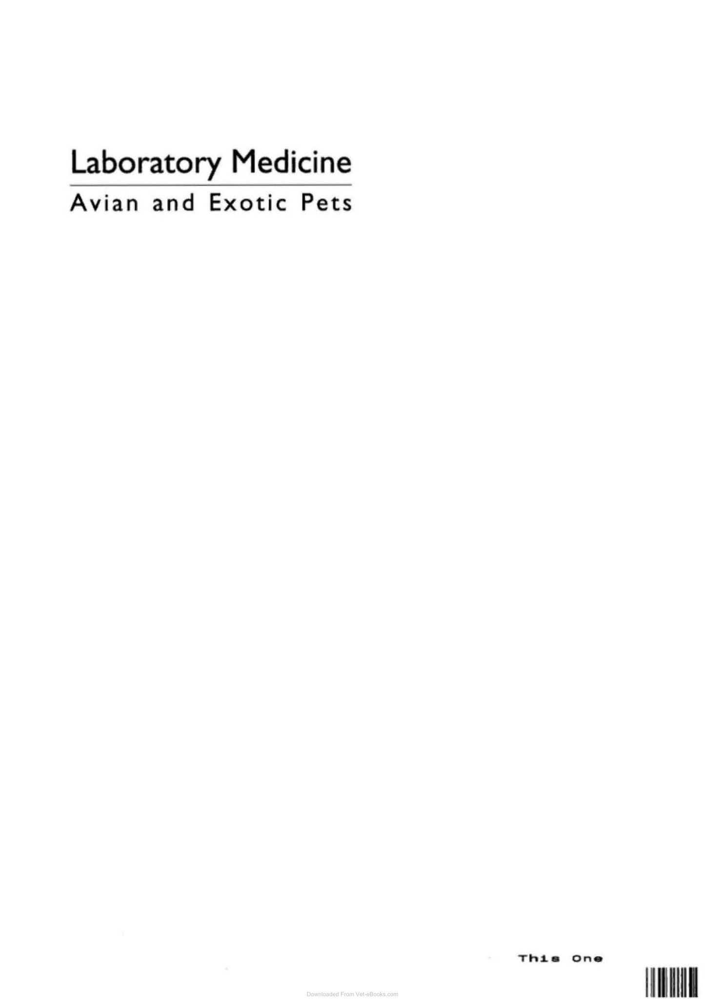 Laboratory Medicine Avian And Exotic Pets