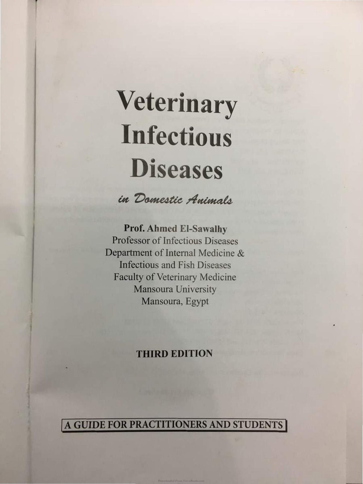 Veterinary Infectious Diseases In Domestic Animals 3Rd Edition
