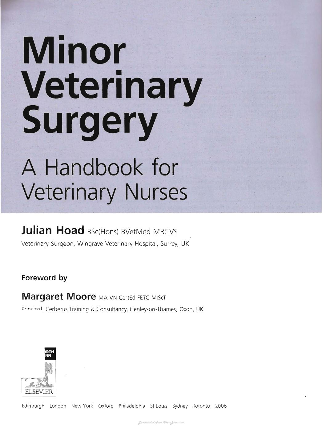 Minor Veterinary Surgery A Handbook For Veterinary Nurses