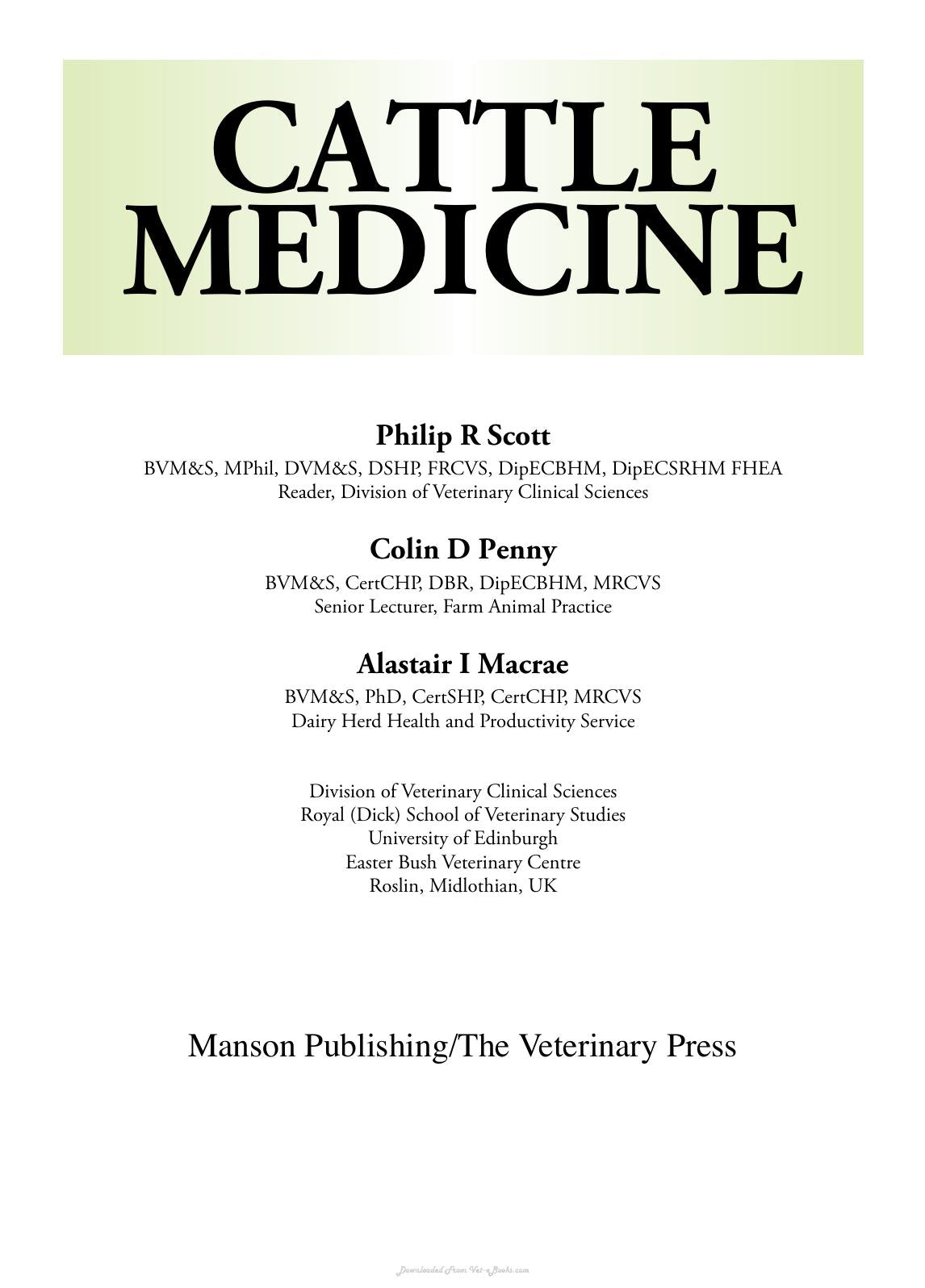Cattle Medicine 1St Edition