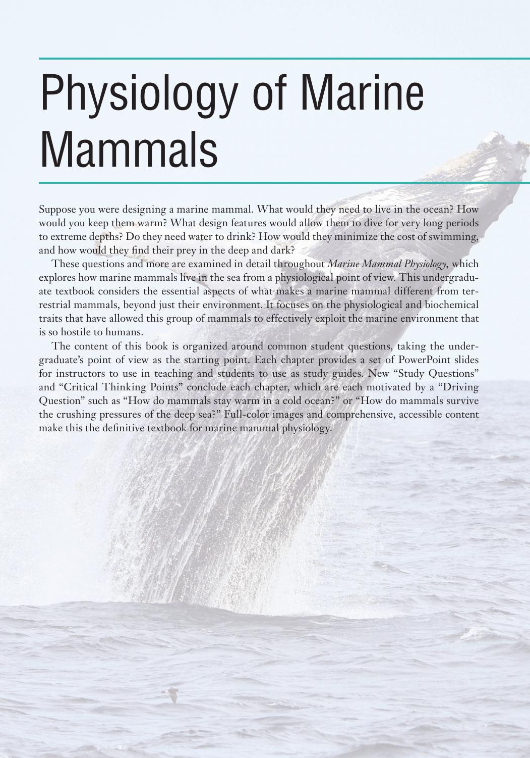 Physiology Of Marine Mammals Adaptations To The Ocean
