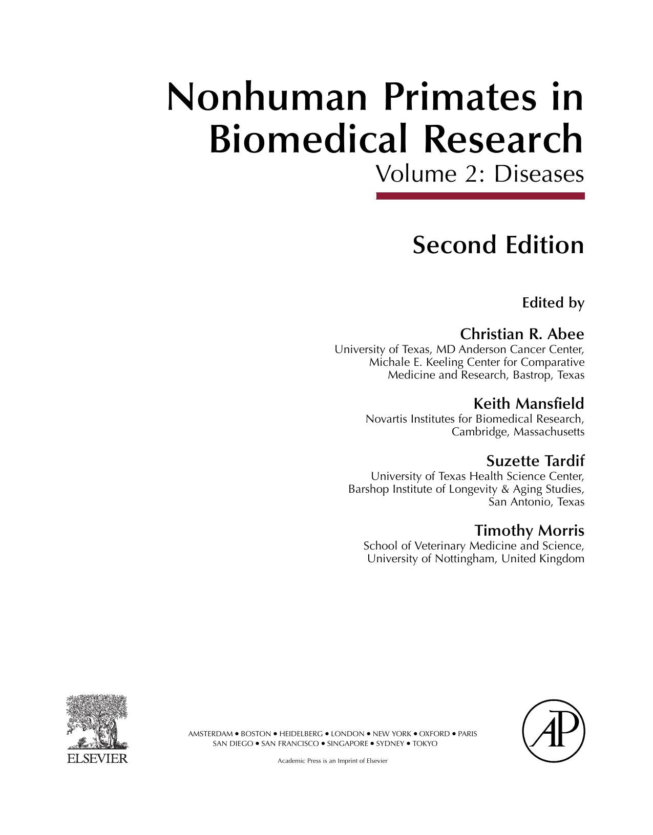 Nonhuman Primates In Biomedical Research Volume 2 Diseases 2Nd Edition