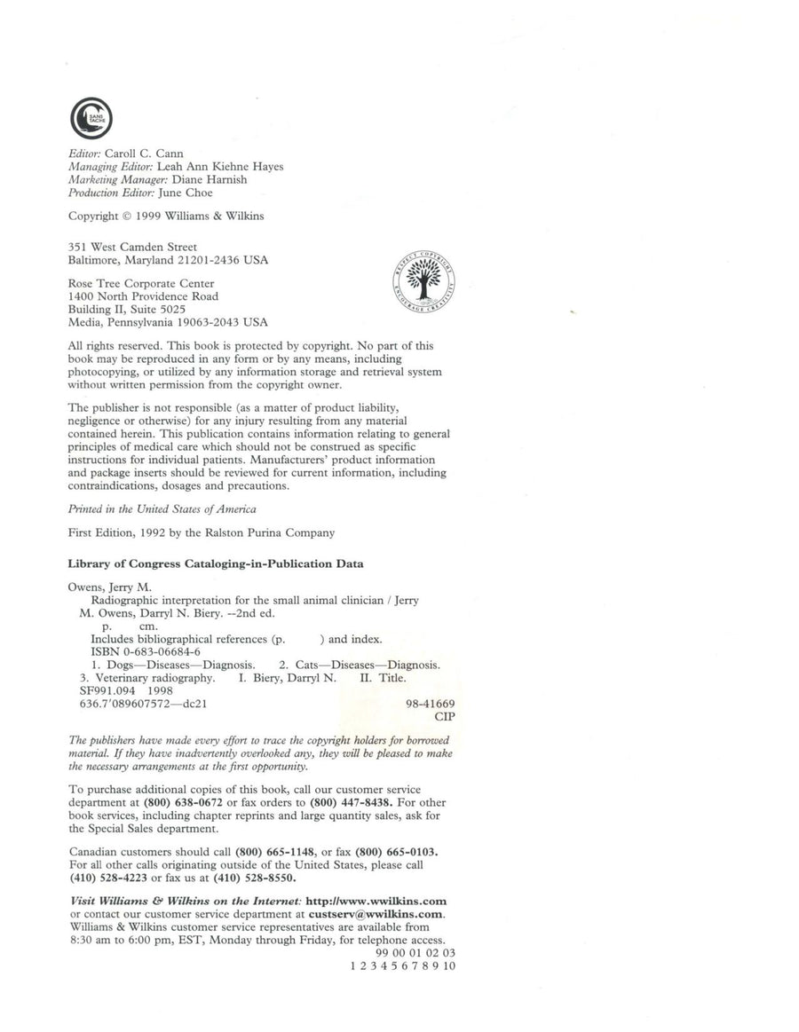 Preview page of Radiographic Interpretation for the Small Animal Clinician 2nd Edition