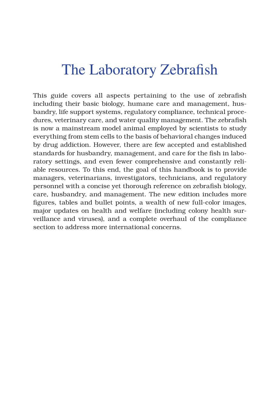The Laboratory Zebrafish