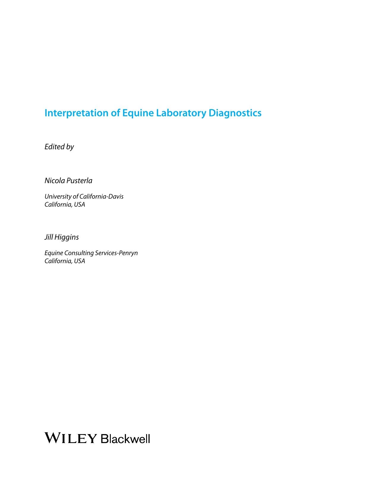 Interpretation Of Equine Laboratory Diagnostics