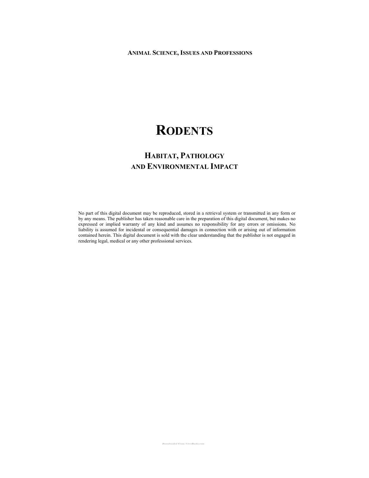 Rodents Habitat Pathology And Environmental Impact