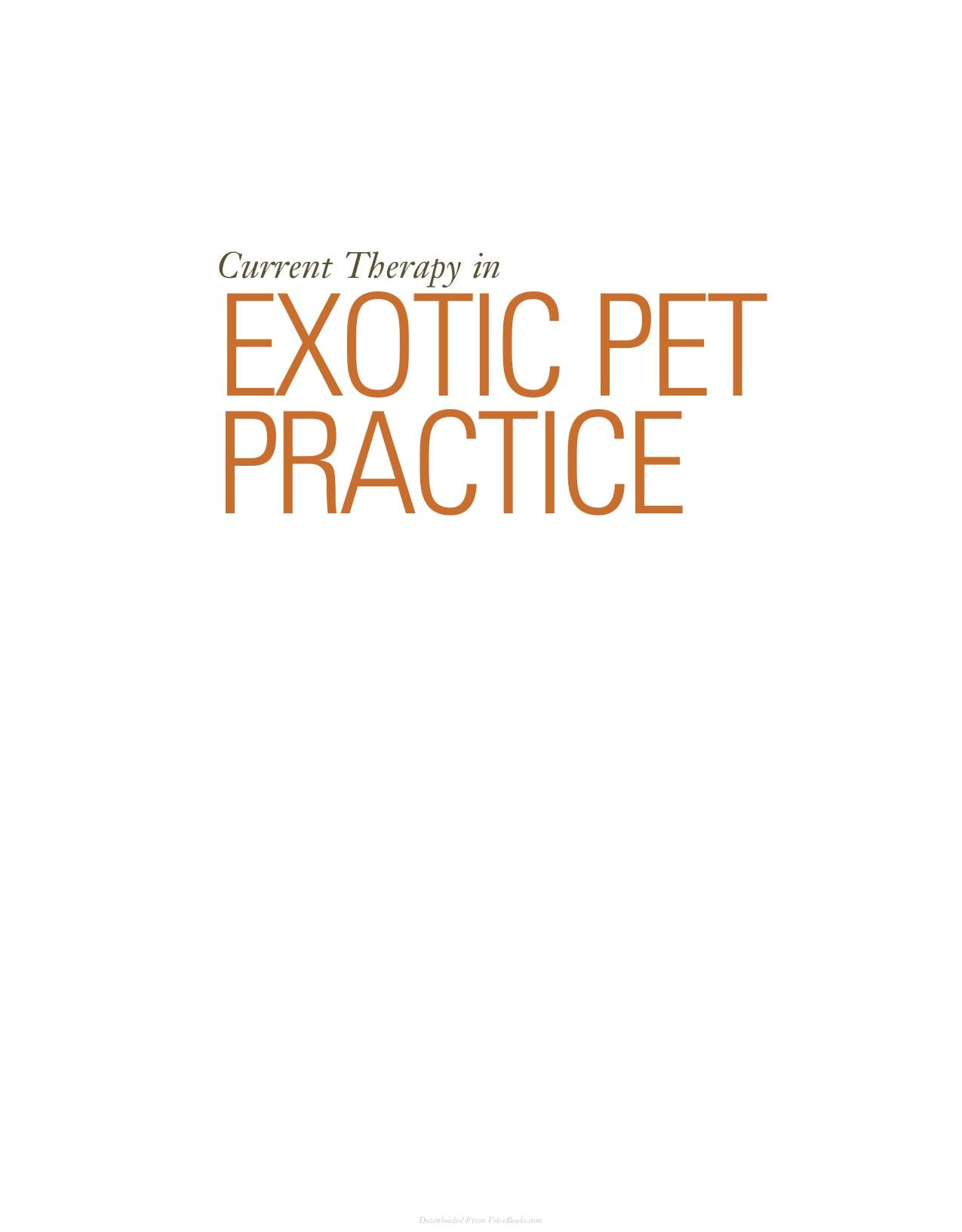 Current Therapy In Exotic Pet Practice