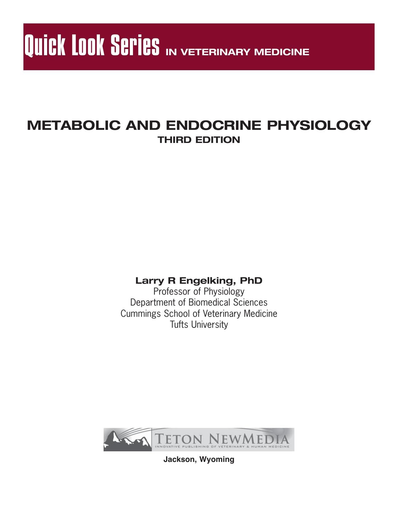Metabolic And Endocrine Physiology Third Edition