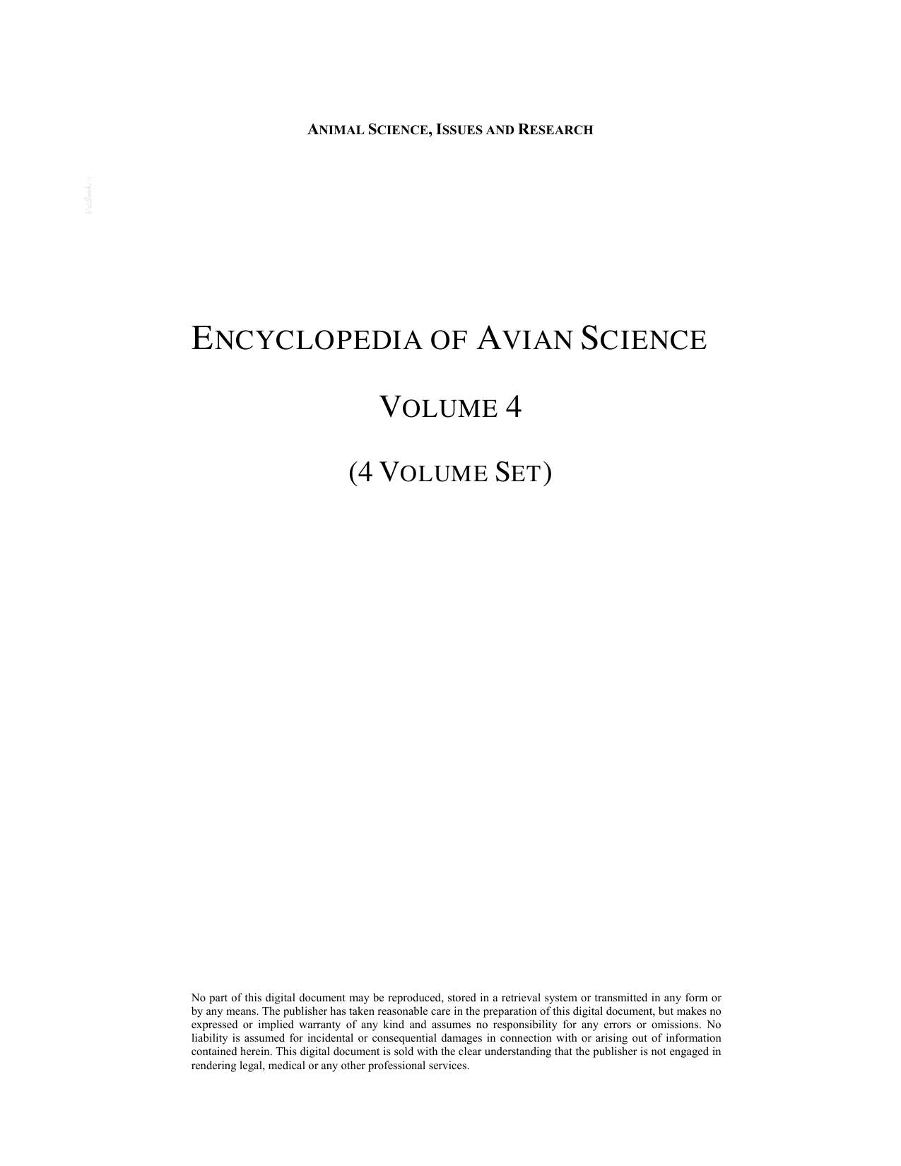 Encyclopedia Of Avian Science 4 Volume Set