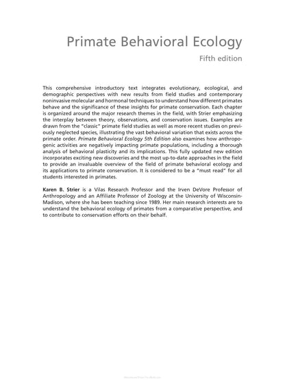 Primate Behavioral Ecology 5th Edition