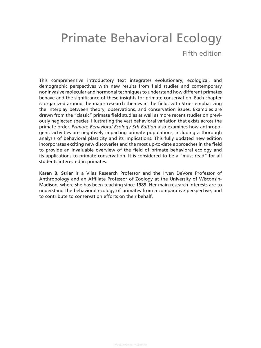 Preview page of Primate Behavioral Ecology 5th Edition