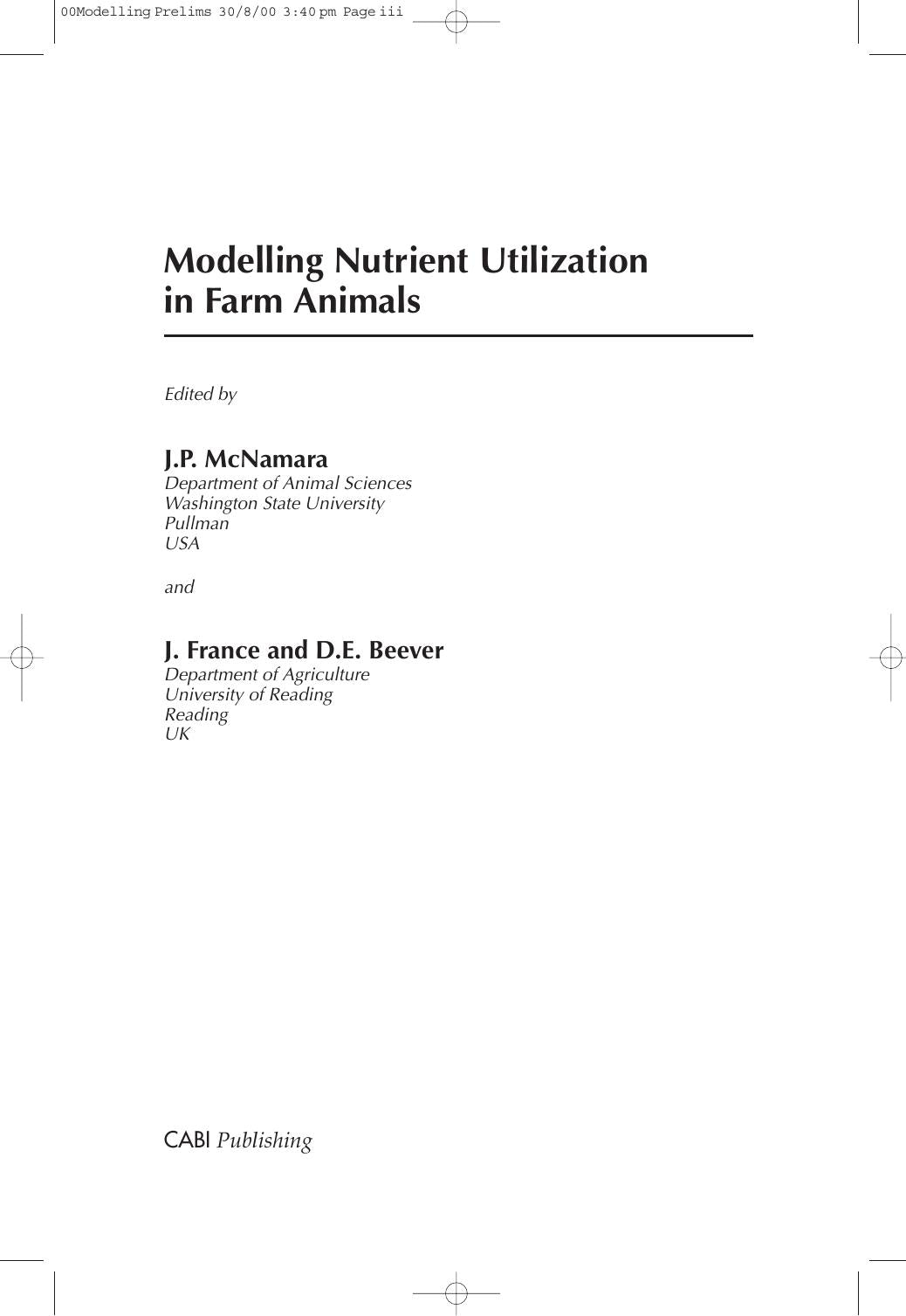 Modelling Nutrient Utilization In Farm Animals