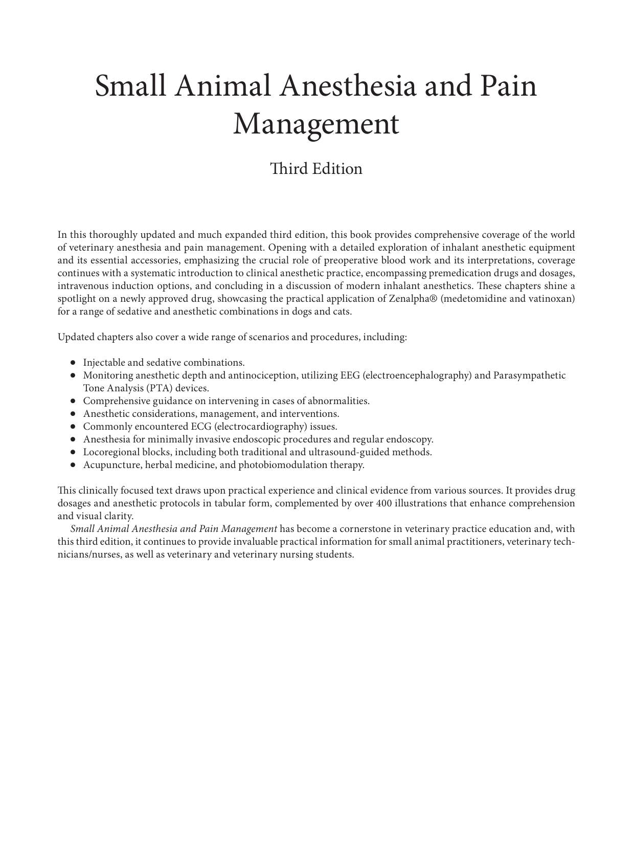 Small Animal Anesthesia And Pain Management A Color Handbook