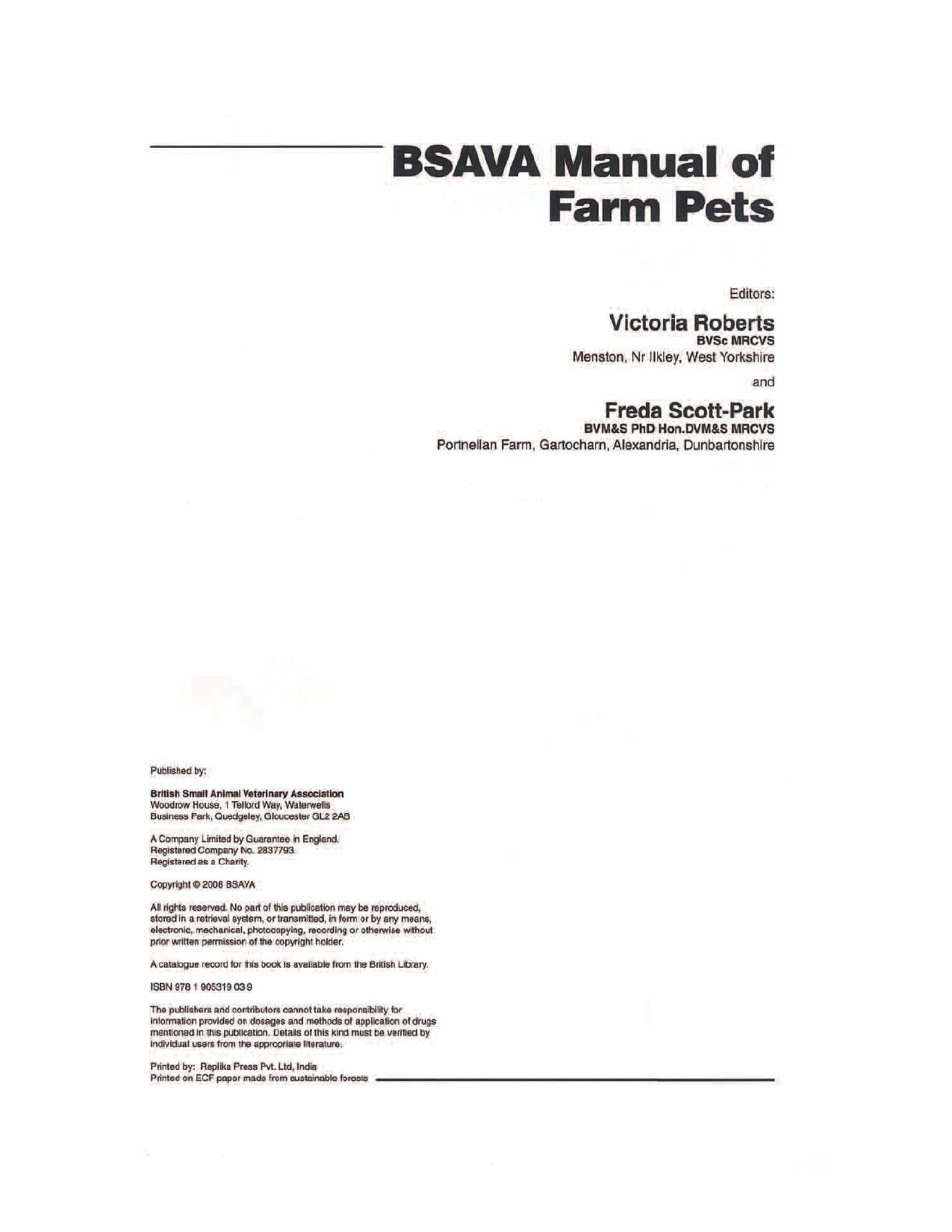 BSAVA Manual of Farm Pets