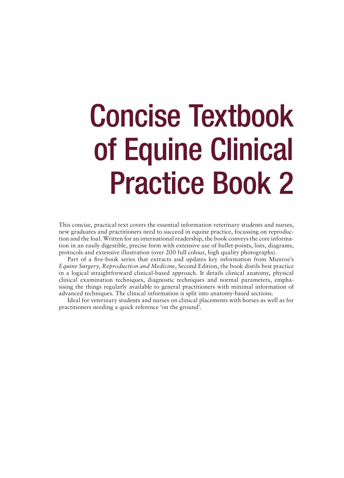 Concise Textbook Of Equine Clinical Practice Book 2 Reproduction And The Foal