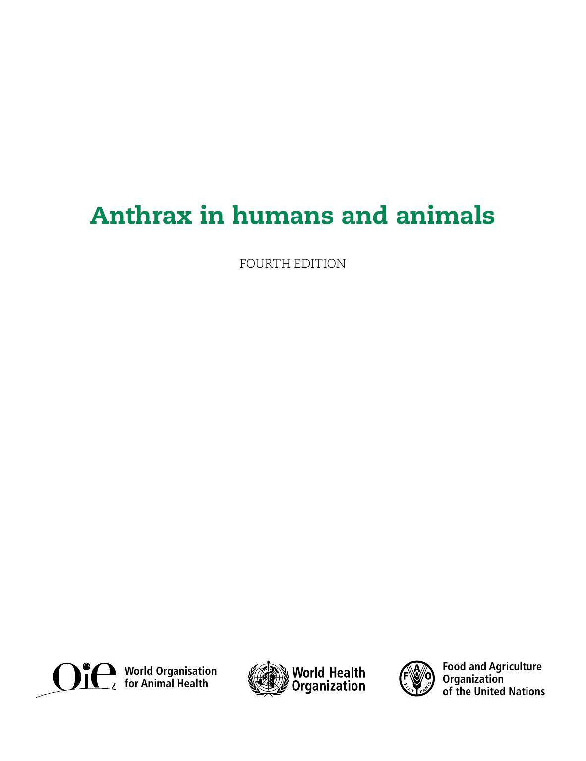 Anthrax In Humans And Animals 4Th Edition