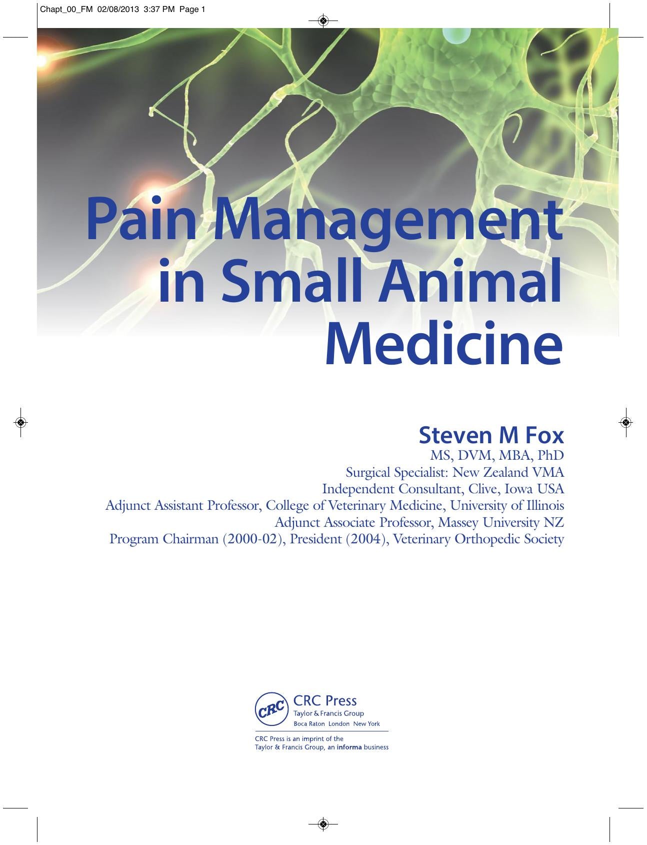 Pain Management In Small Animal Medicine
