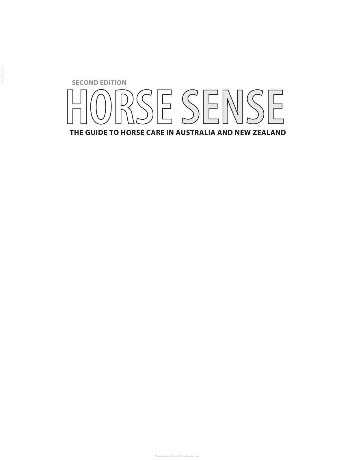 Horse Sense The Guide To Horse Care In Australia And New Zealand 2Nd Edition