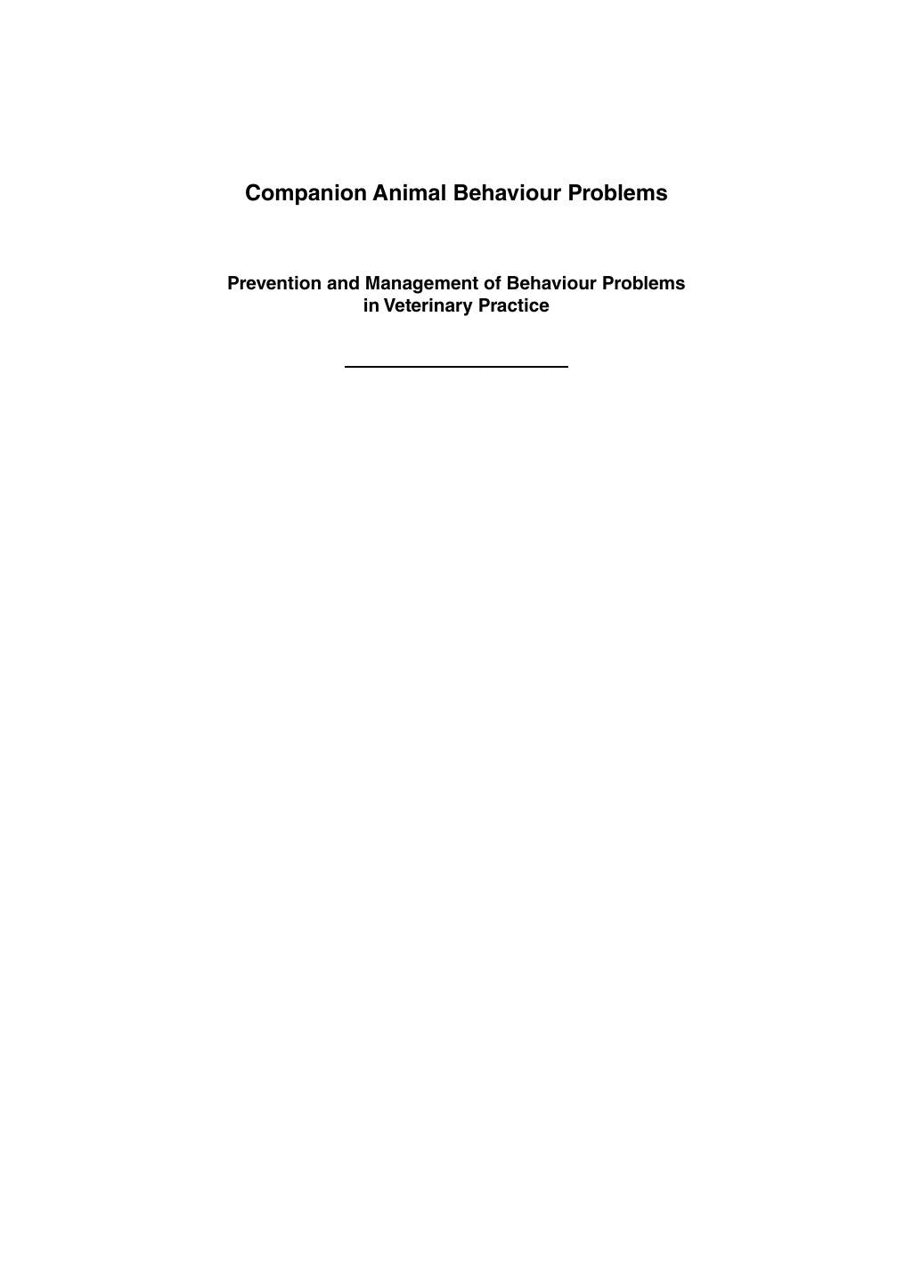 Companion Animal Behaviour Problems