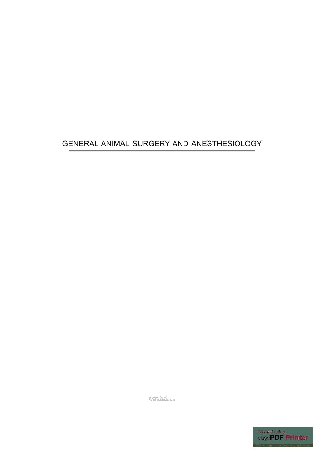 General Animal Surgery And Anaesthesiology
