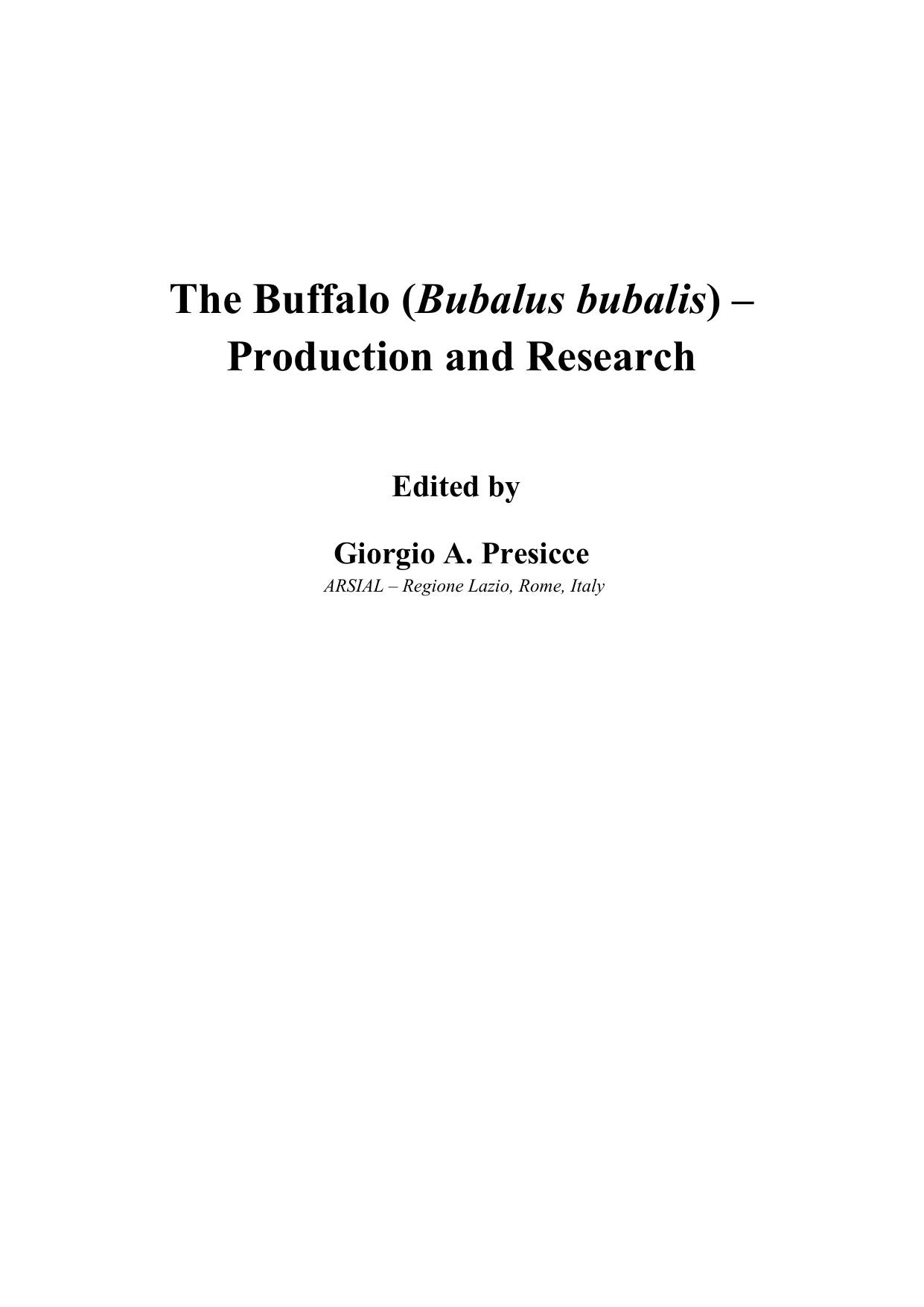 The Buffalo Bubalus Bubalis Production And Research