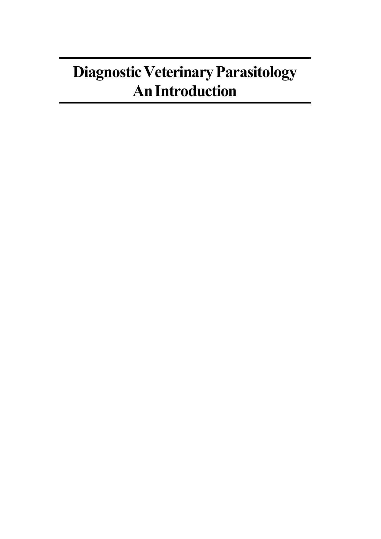 Diagnostic Veterinary Parasitology An Introduction