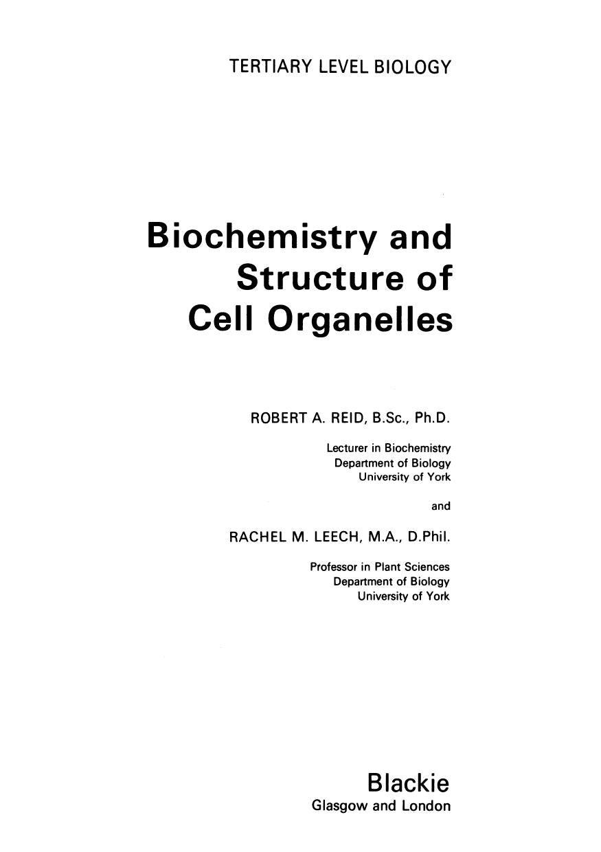 Biochemistry And Structure Of Cell Organelle