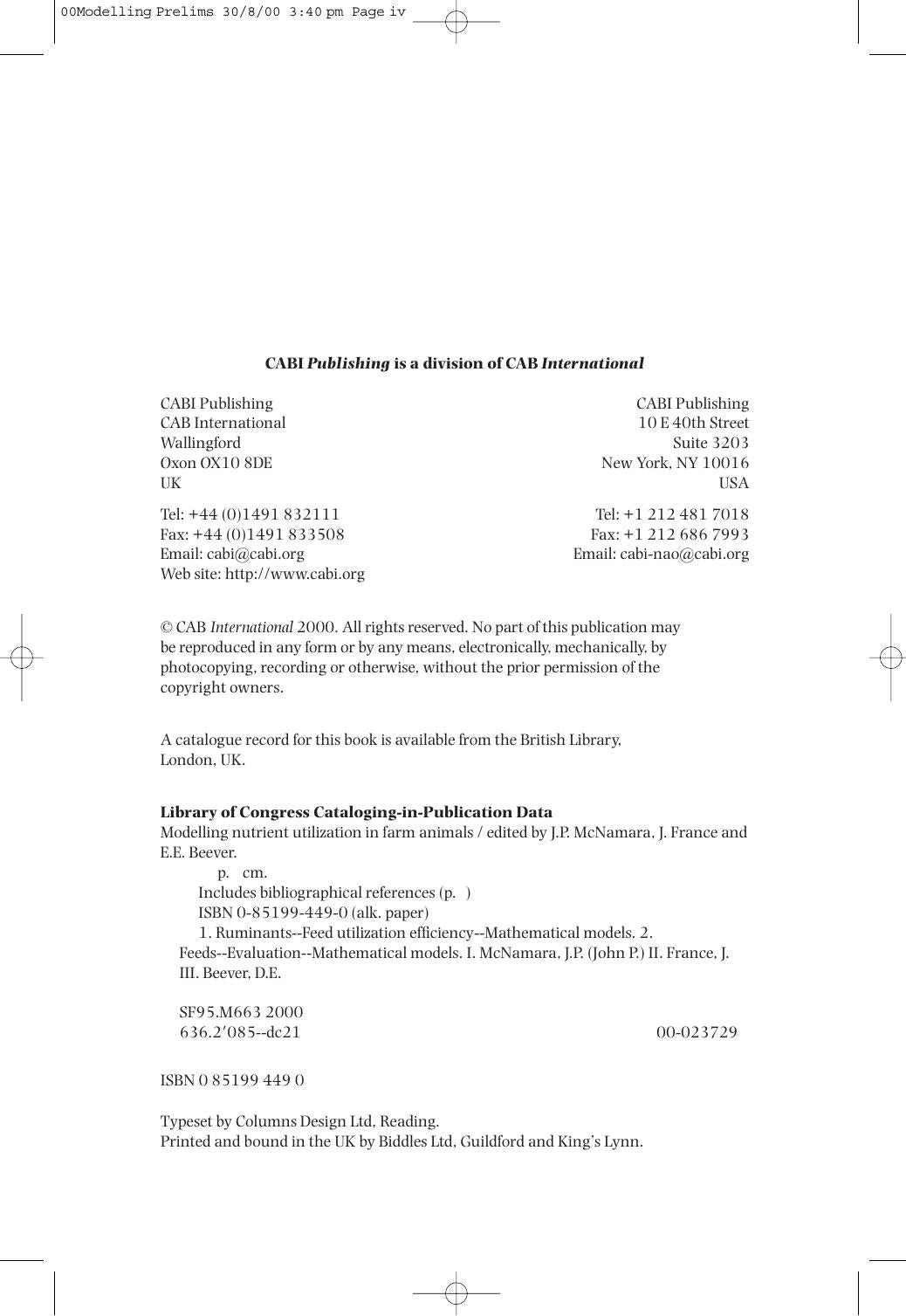 Modelling Nutrient Utilization In Farm Animals