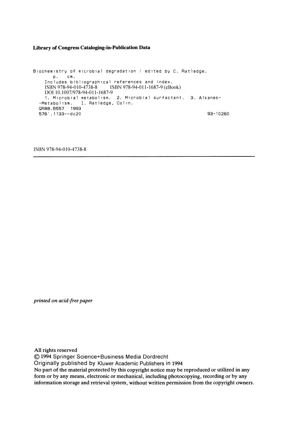 Biochemistry of Microbial Degradation
