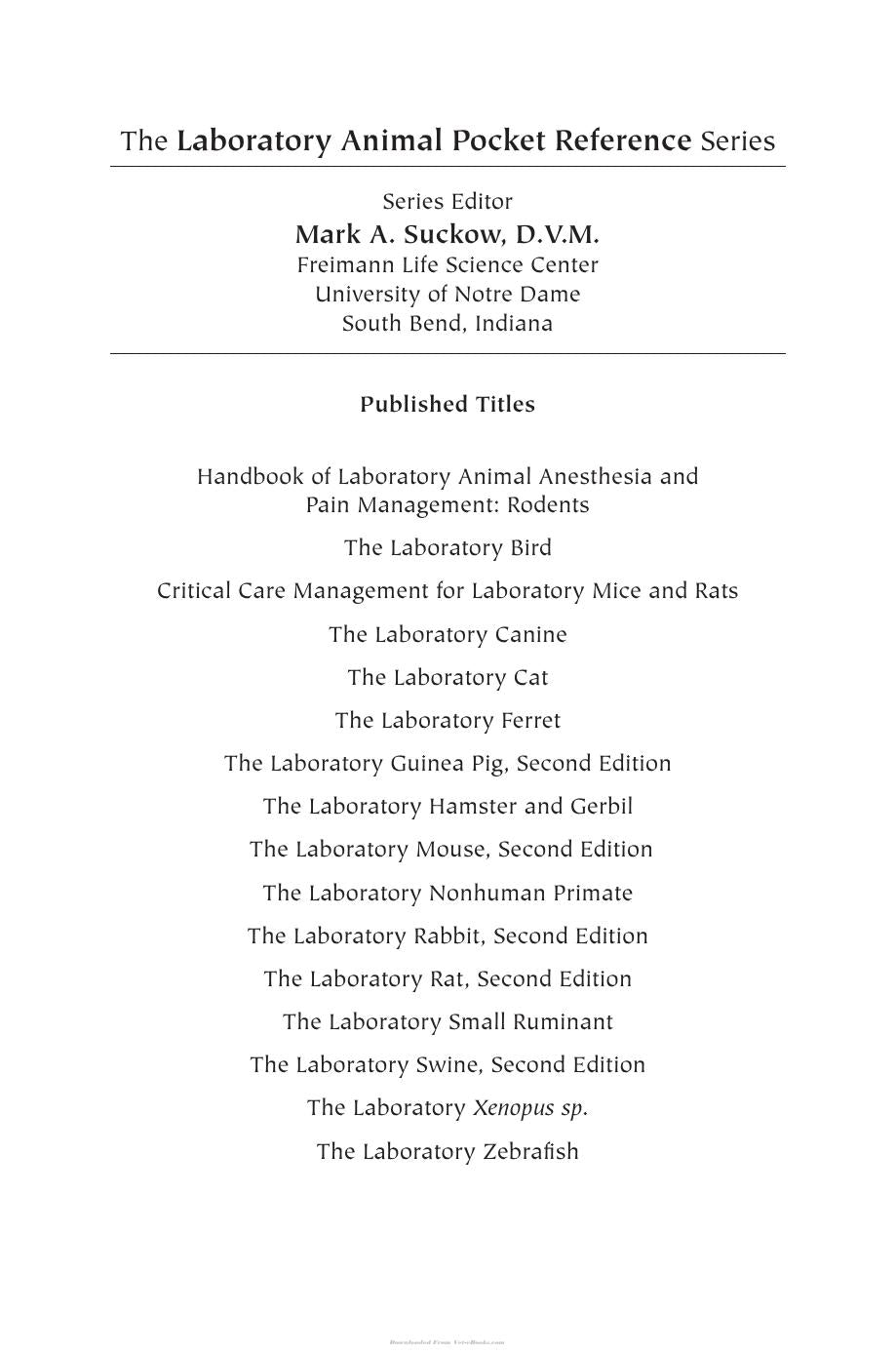Handbook Of Laboratory Animal Anesthesia And Pain Management Rodents