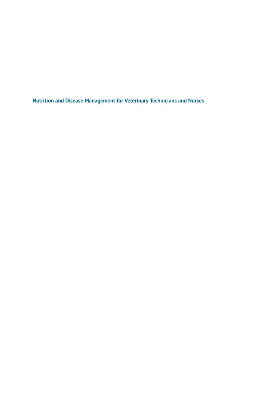 Preview page of Nutrition and Disease Management for Veterinary Technicians and Nurses