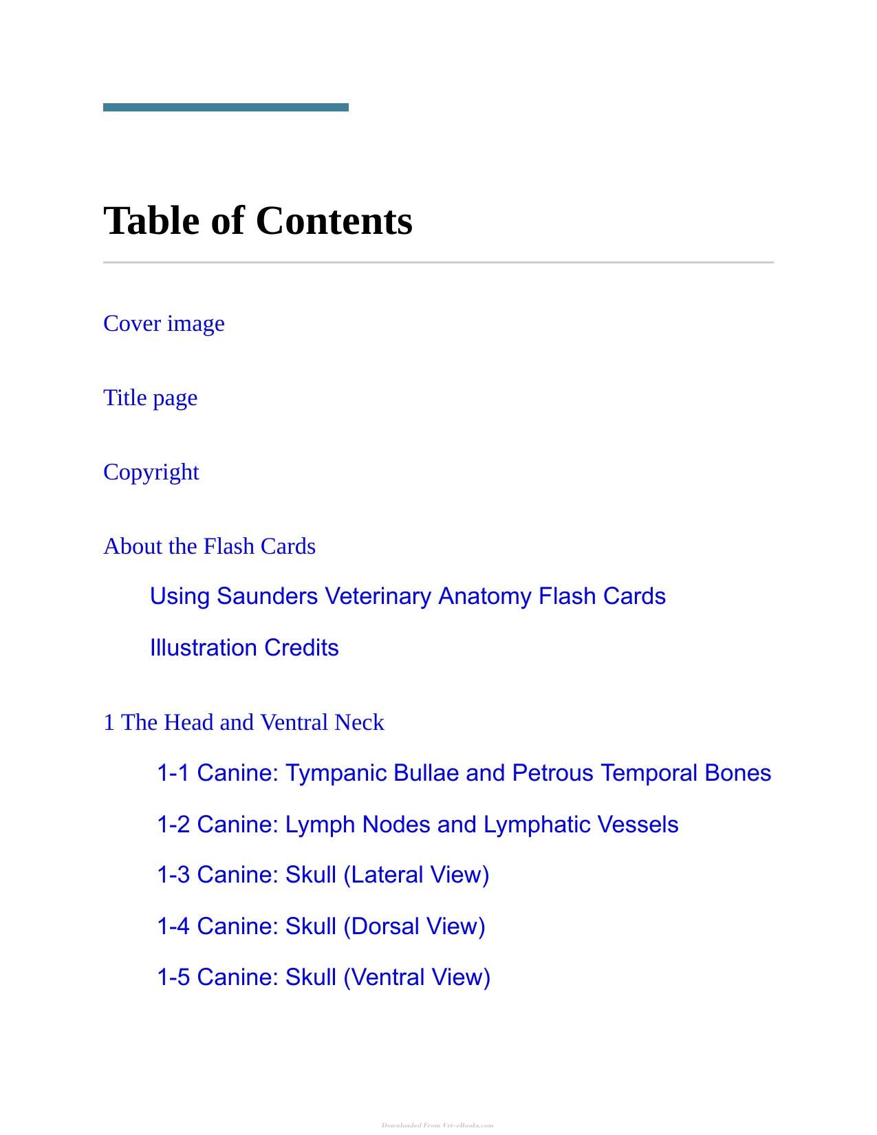 Saunders Veterinary Anatomy Flash Cards 2Nd Edition