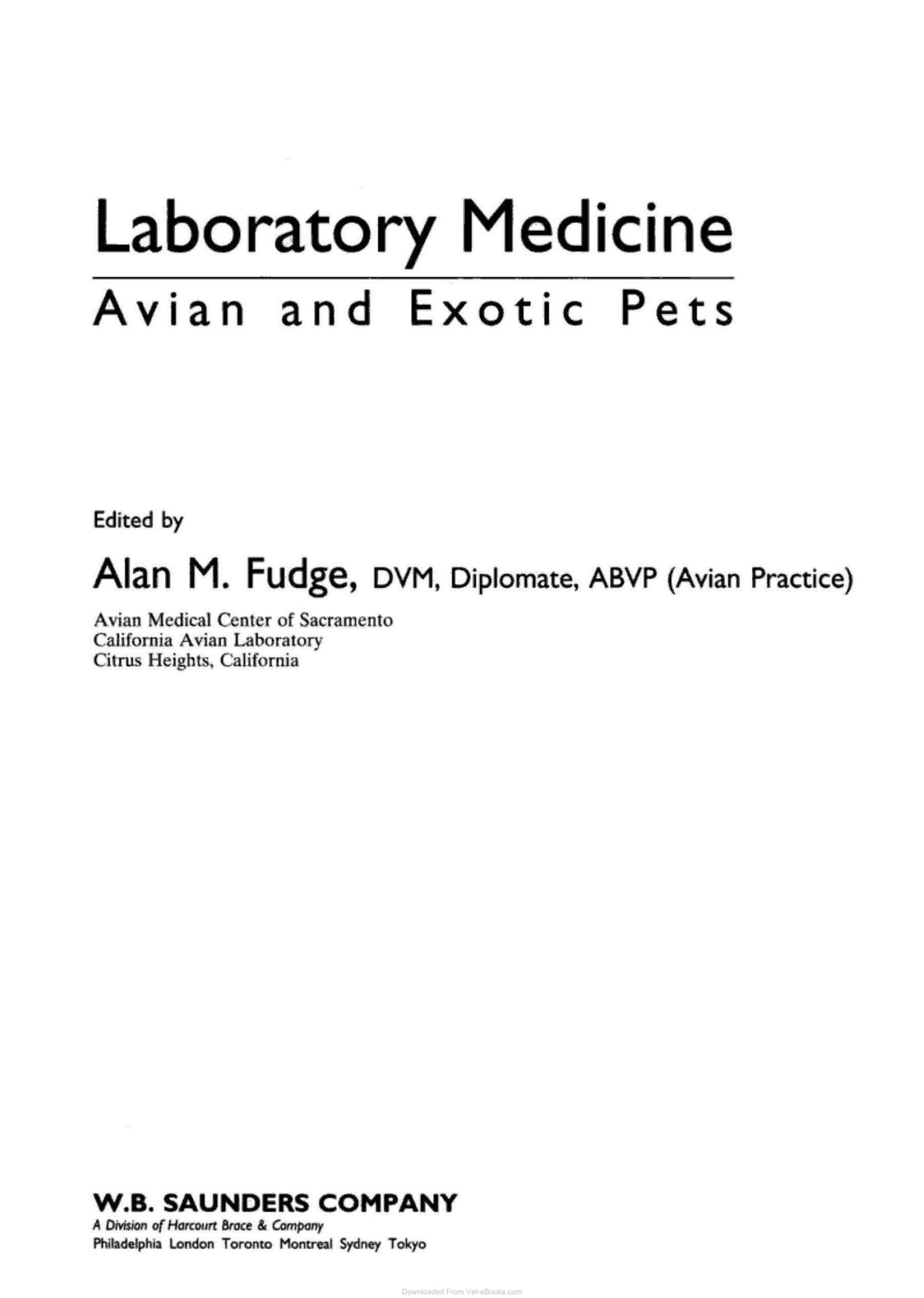 Laboratory Medicine Avian And Exotic Pets