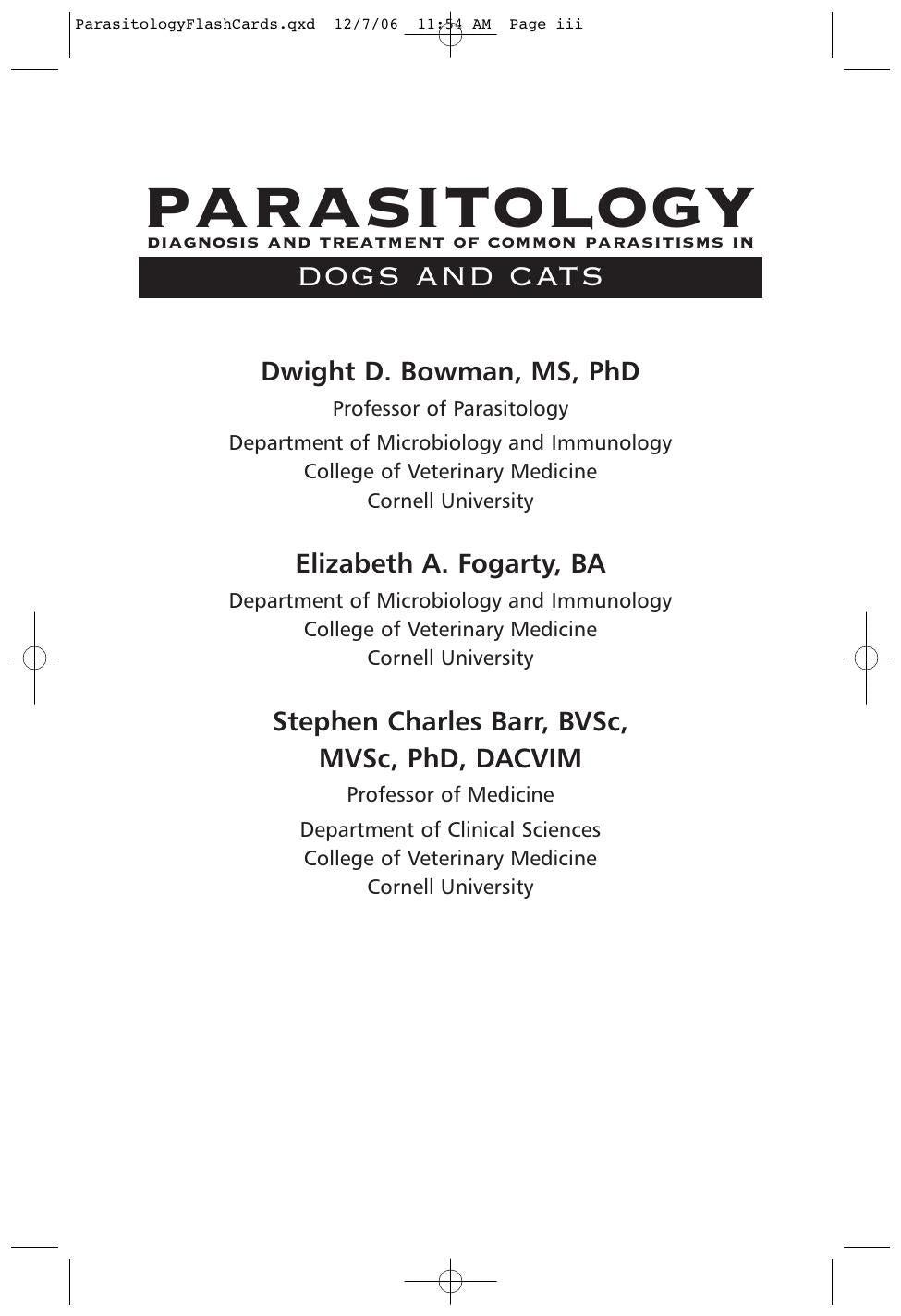 Parasitology Diagnosis And Treatment Of Common Parasitisms In Dogs And Cats