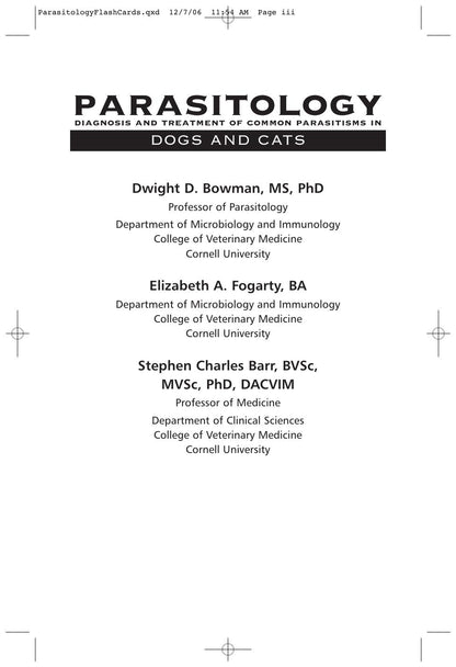 Parasitology Diagnosis and Treatment of Common Parasitisms in Dogs and Cats