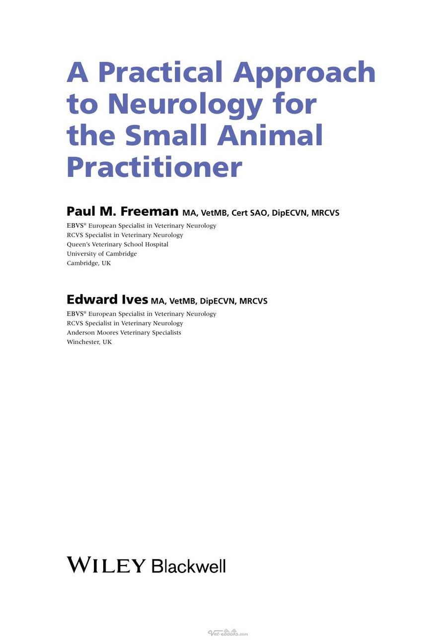 Preview page of A Practical Approach to Neurology for the Small Animal Practitioner