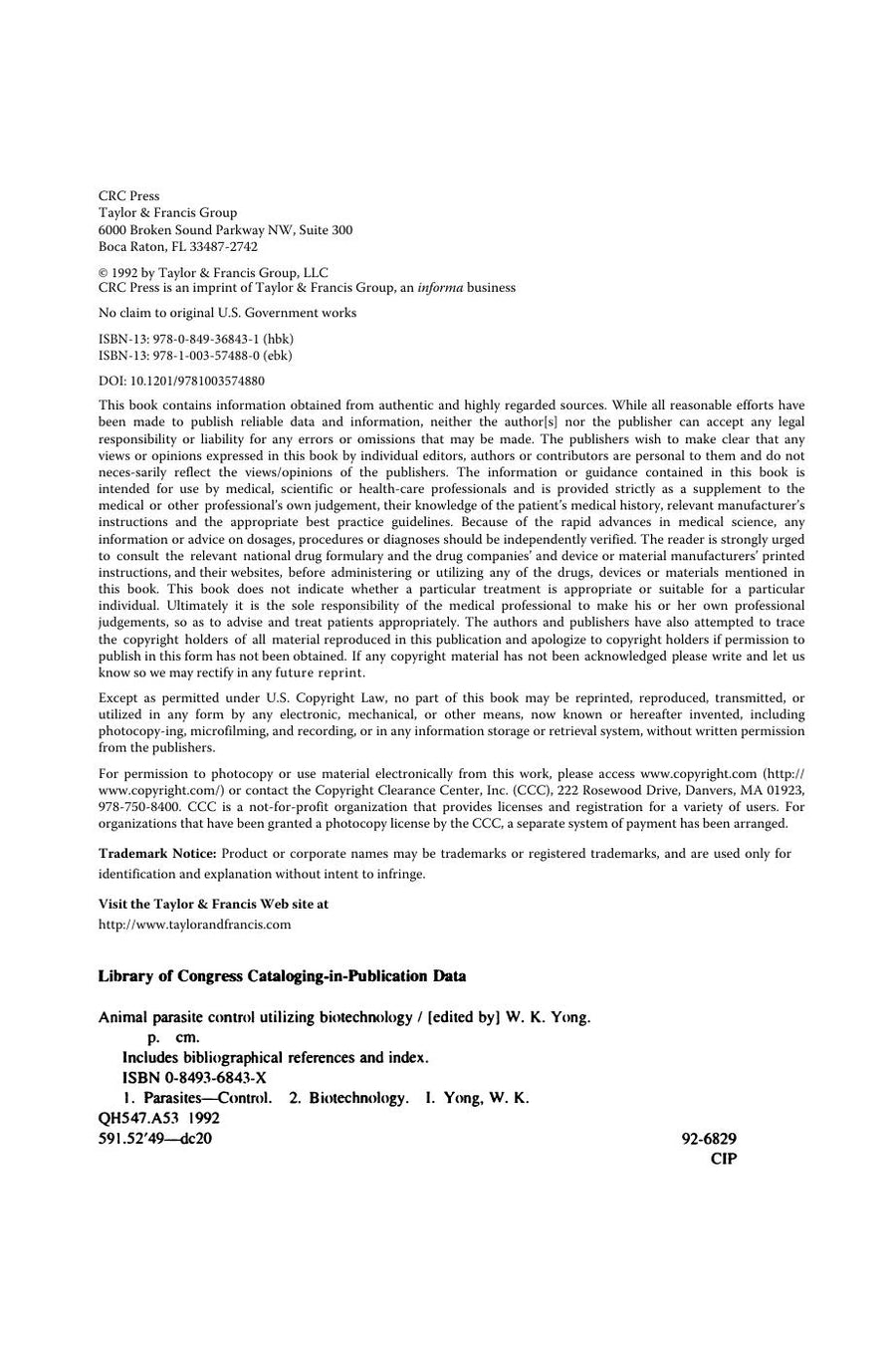 Preview page of Animal Parasite Control Utilizing Biotechnology