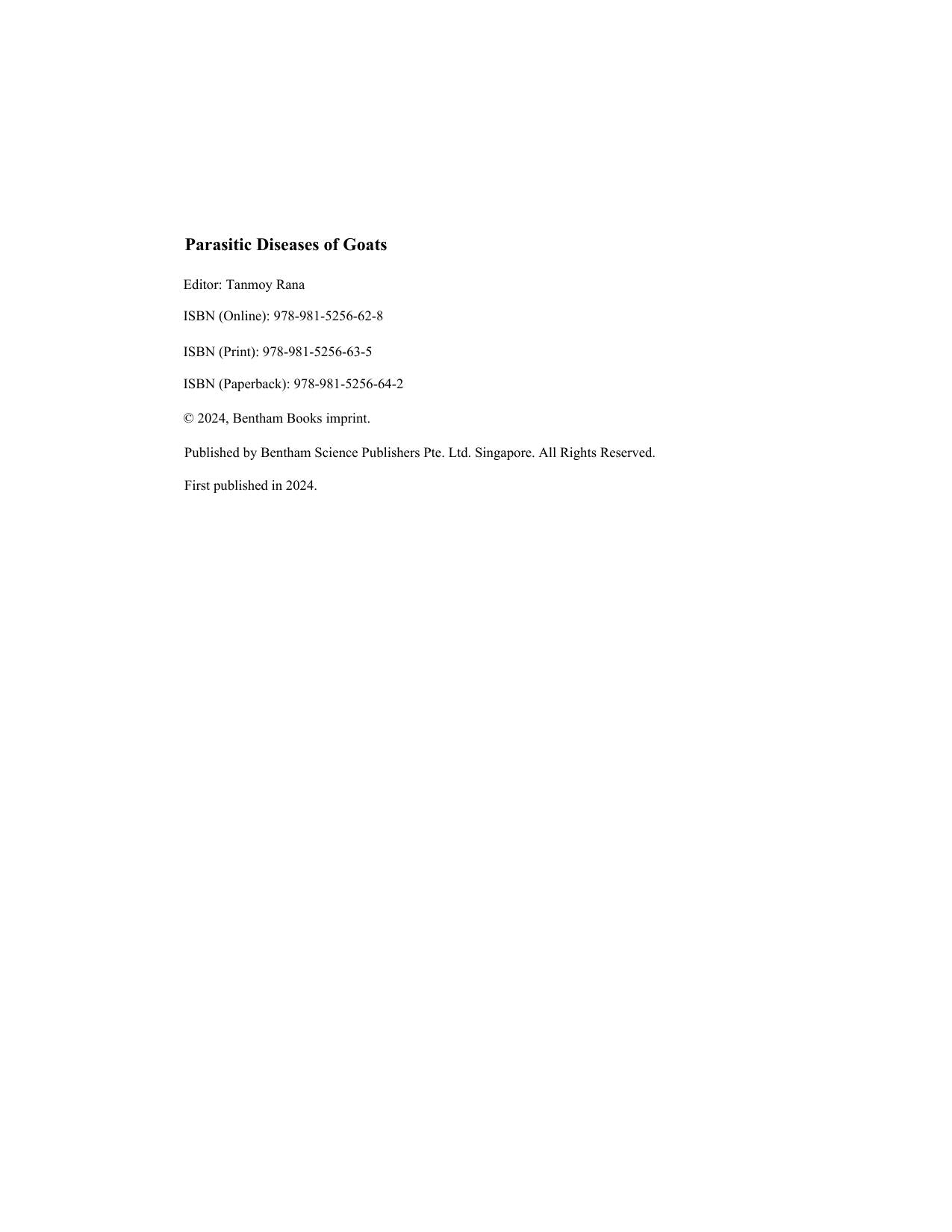 Parasitic Diseases Of Goats