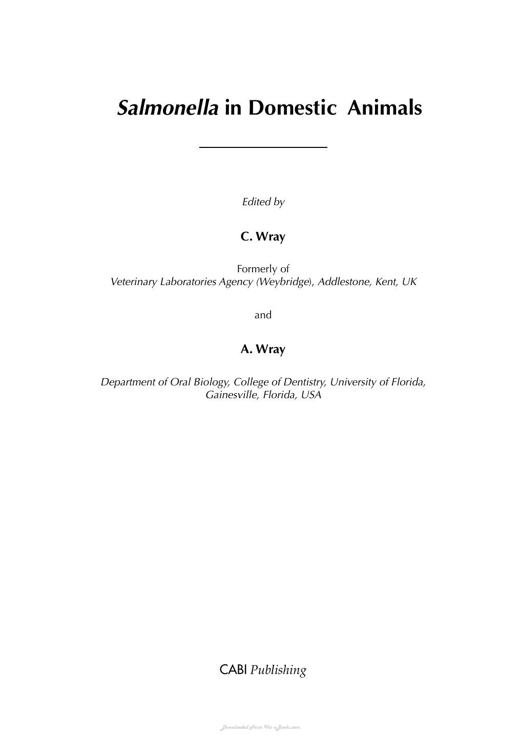Salmonella In Domestic Animals